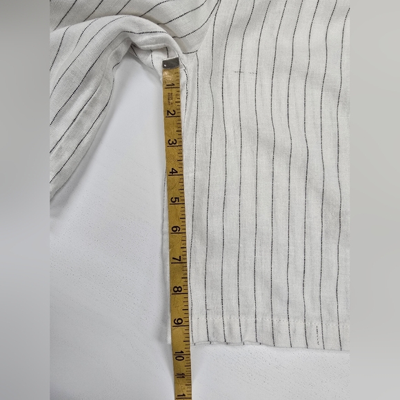 H&M White Pinstripe Linen Bermuda Shorts - Picture 7 of 8